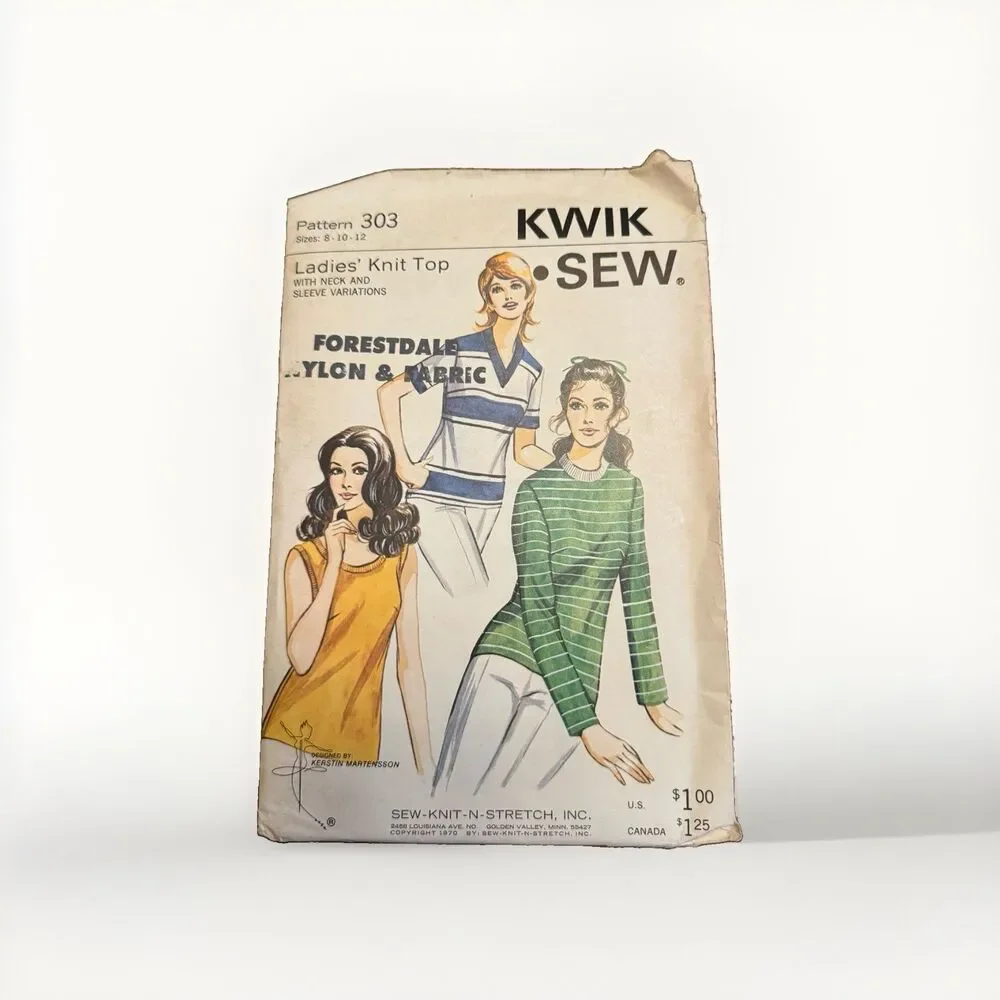 Kwik Sew 303 Ladies Knit Top Shirt Sewing Pattern Sz 8 10 12 Martensson Kerstin